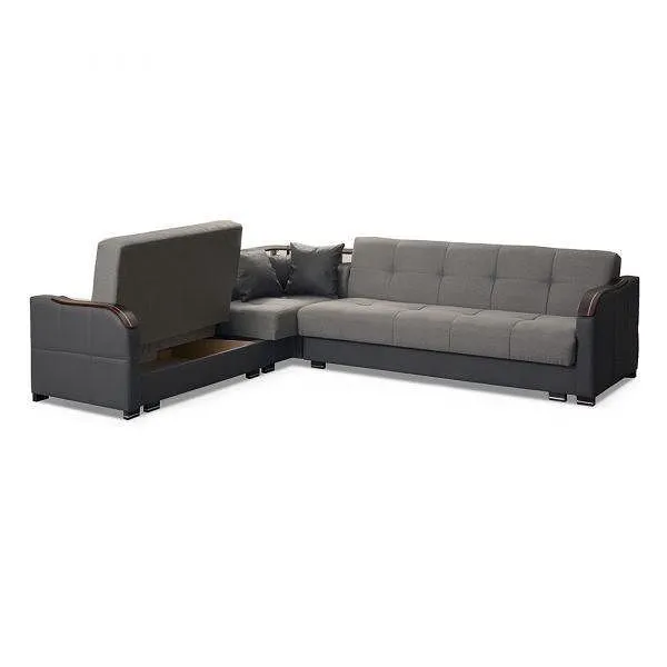 Larvik Grey And Brown Corner Sofa Bed