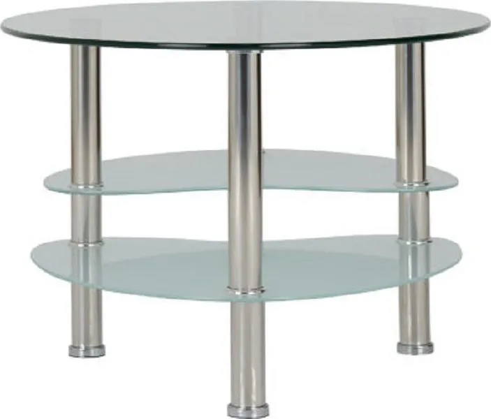 Coffee Table Clear Glass, Frosted Glass & Silver