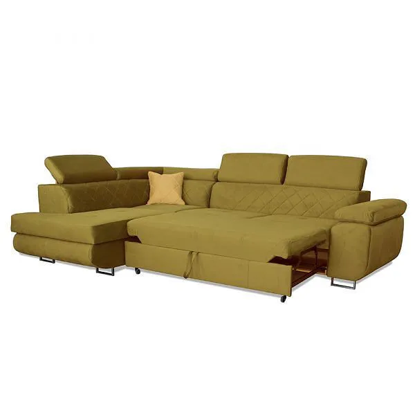 Ameca Mustard Corner Sofa Bed