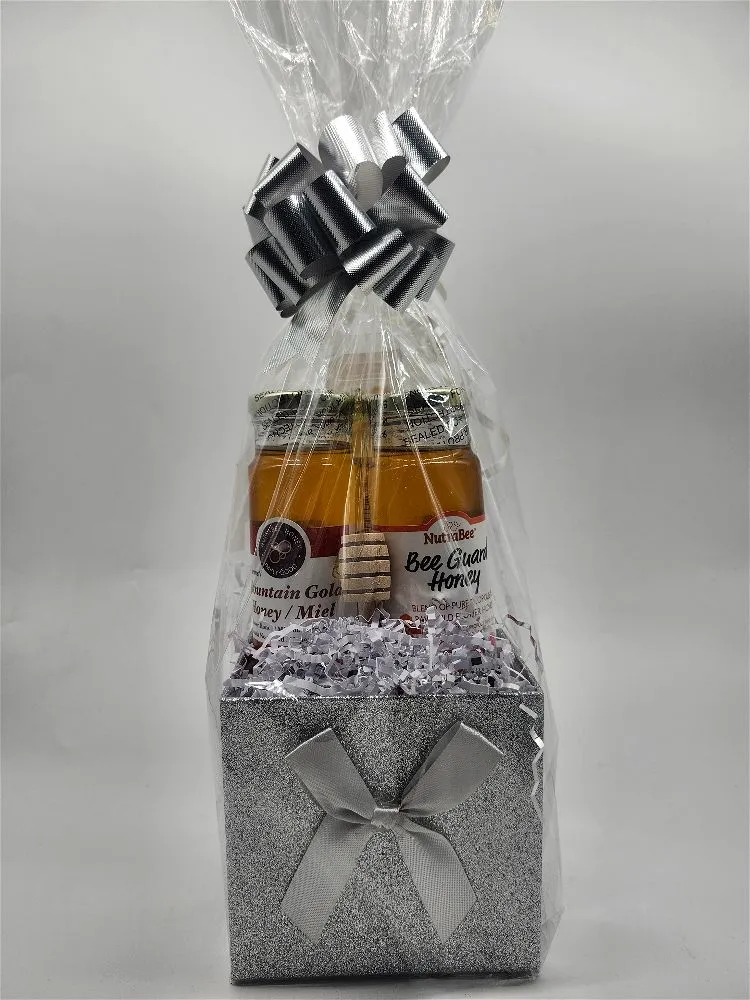 Mountain Gold (300g) & Bee Guard Honey (300g)with Honey candy in a Silver Gift Box