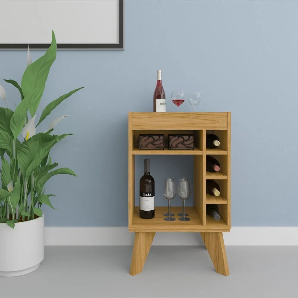 Mini Bar Side Table Oak Effect