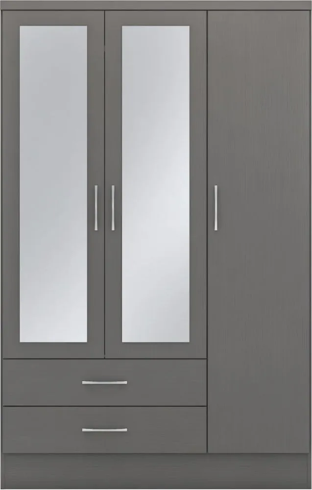 Eton 3 Door Grey MDF 3D Effect Hinged Wardrobe