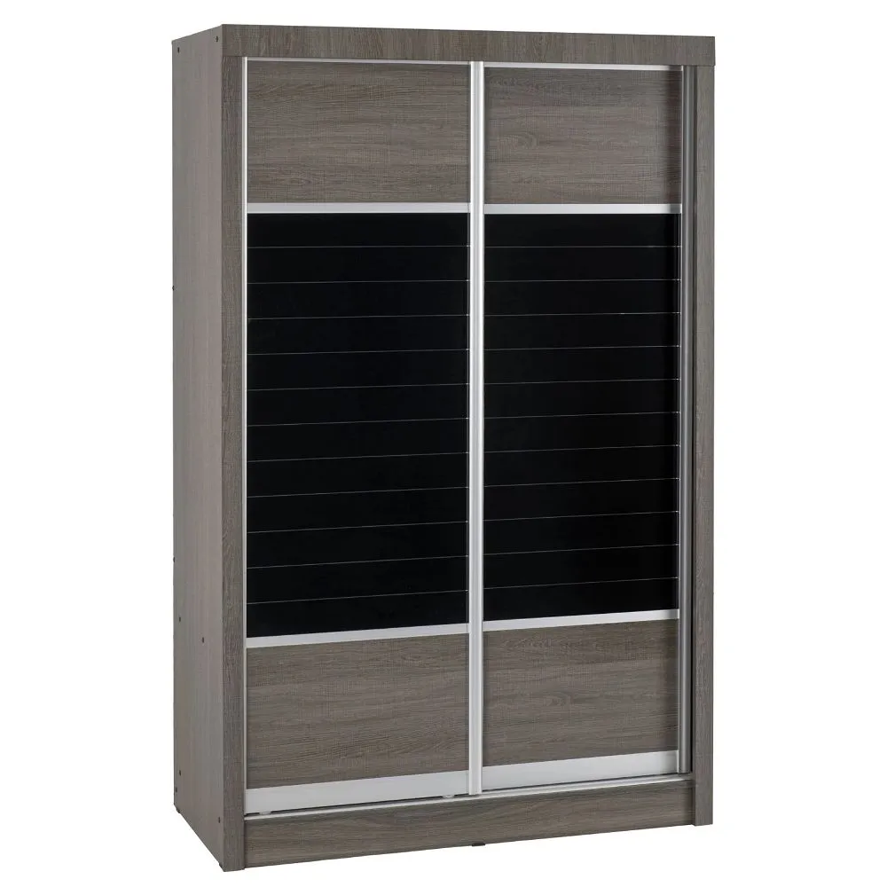 2 Door Sliding Wardrobe Black Wood Grain