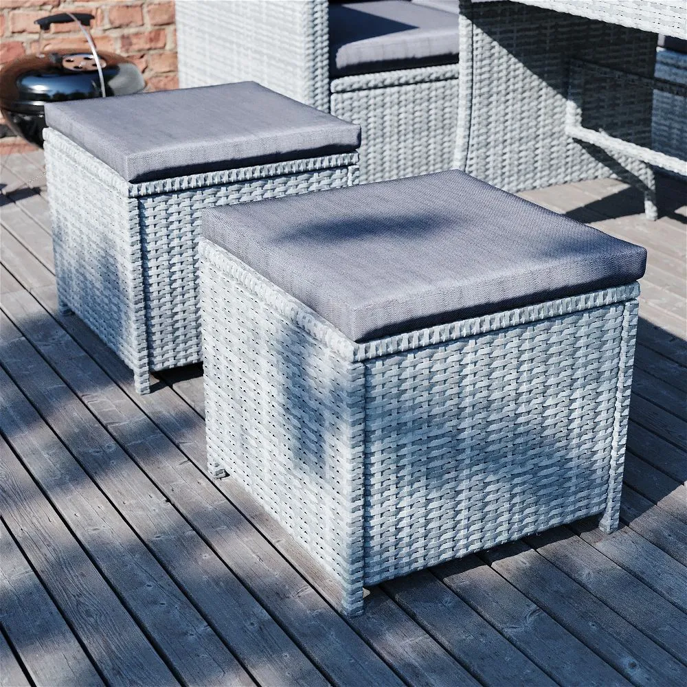 German 9 Seater Grey Rattan Set