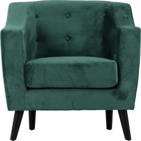 Ascot Green 1 Seater Velvet Fabric Sofa