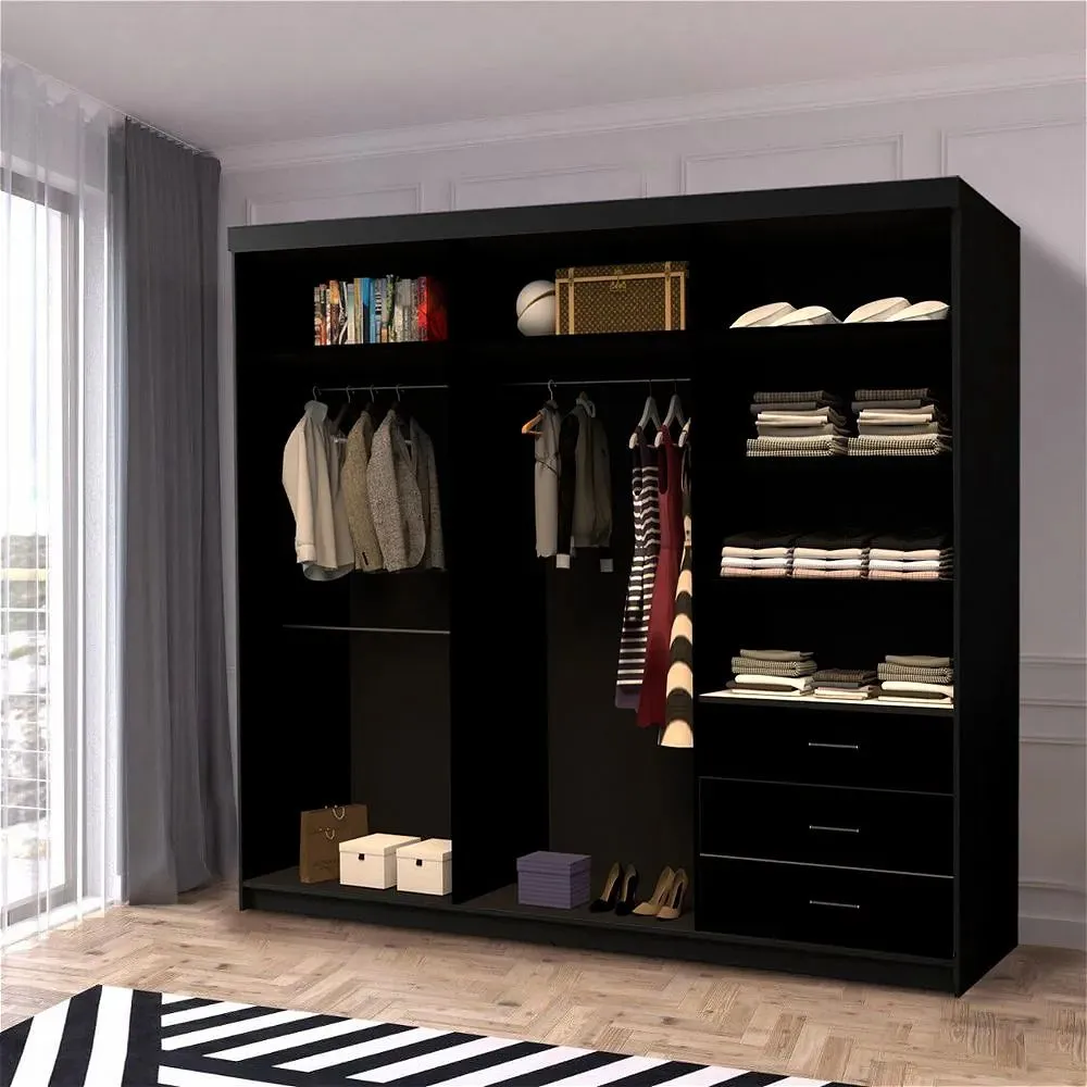 Wave II Sliding Wardrobe 250cm Black