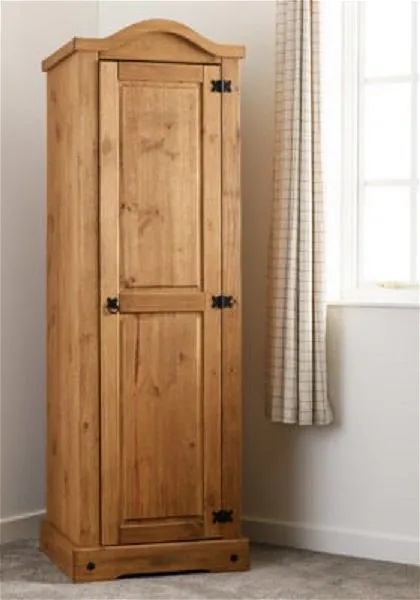 1 Door Wardrobe Distressed Waxed Pine