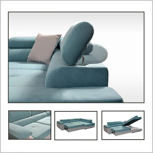 Napar Sky Blue Corner Sofa Bed