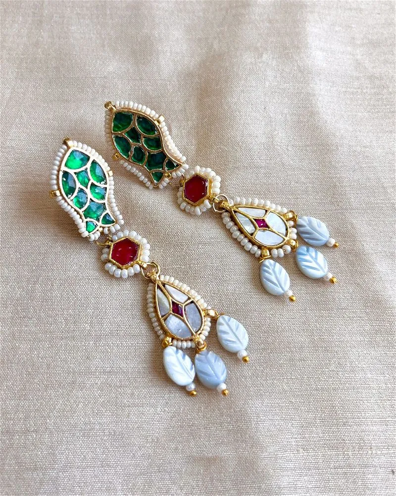 Pacchi Kundan Fish Earrings Green