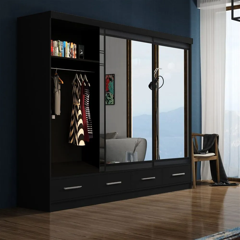 Mayfair II Sliding Wardrobe 250cm Black