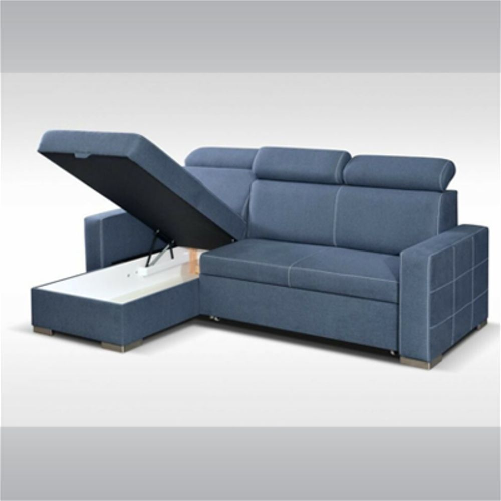 Cust Blue L Shape Sofa Bed