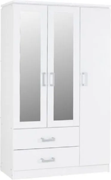 Eton 3 Door White MDF 3D Effect Hinged Wardrobe