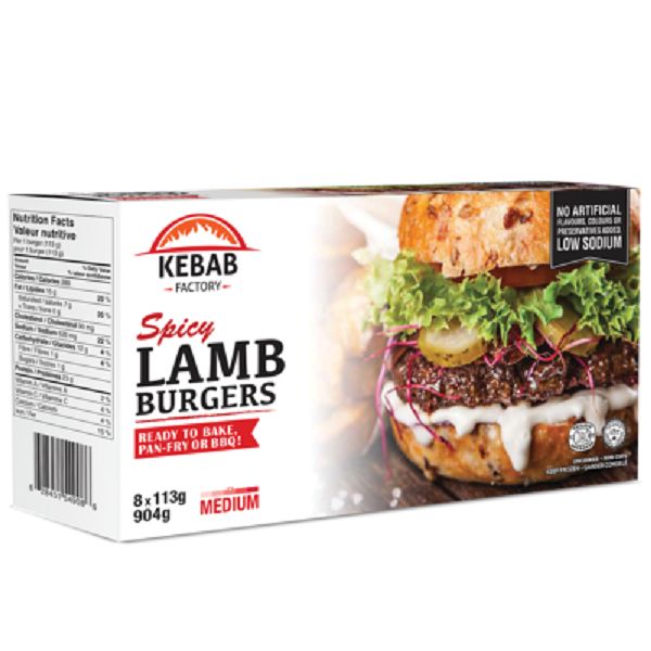 Kebab Factory Spicy Lamb Burgers 8pcs