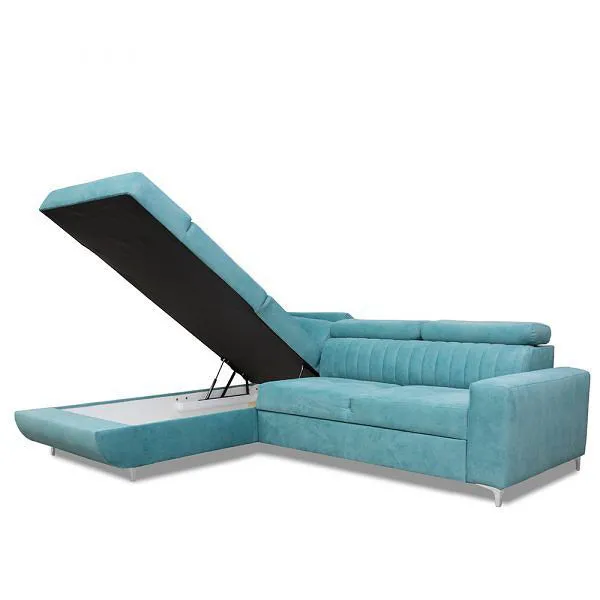 Zarate Sky Blue L-Shaped Sofa Bed