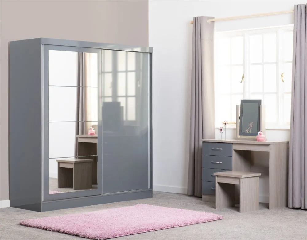 2 Door Sliding Wardrobe Grey Gloss