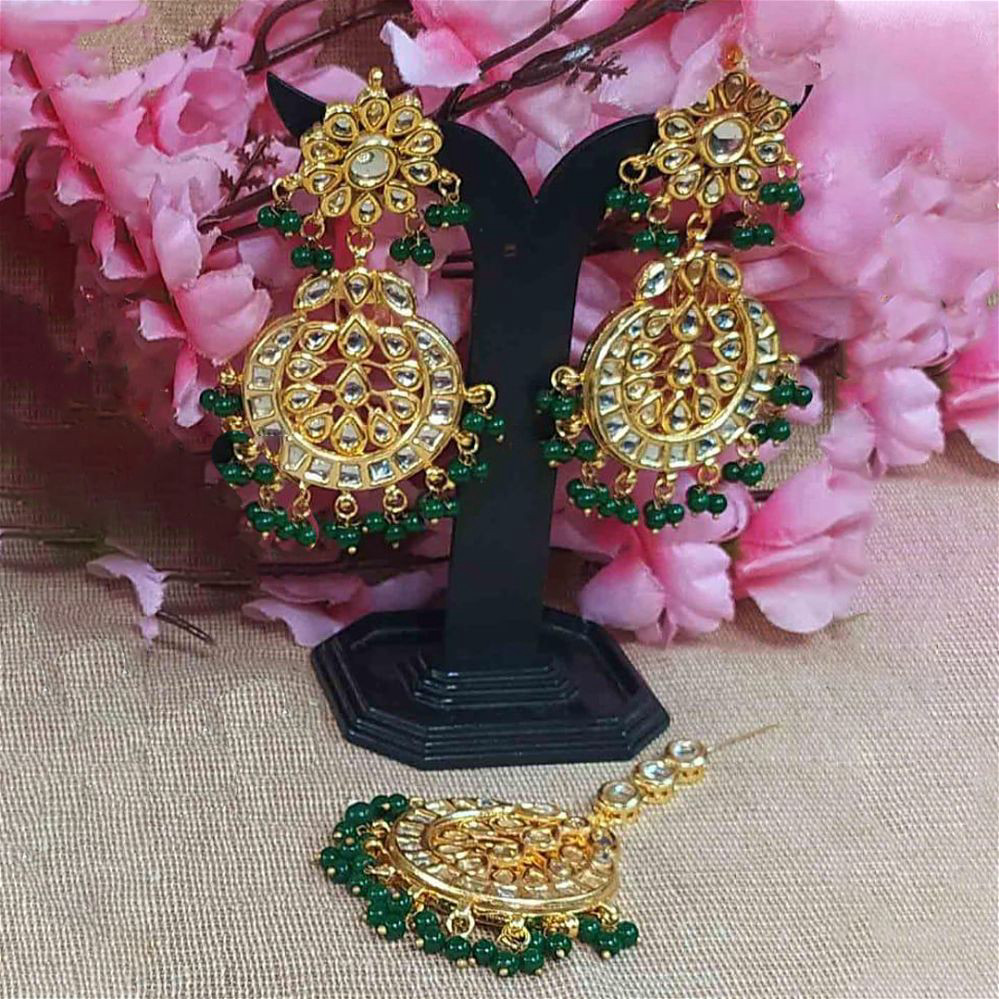 NAZIA Kundan Earrings Combo Emerald