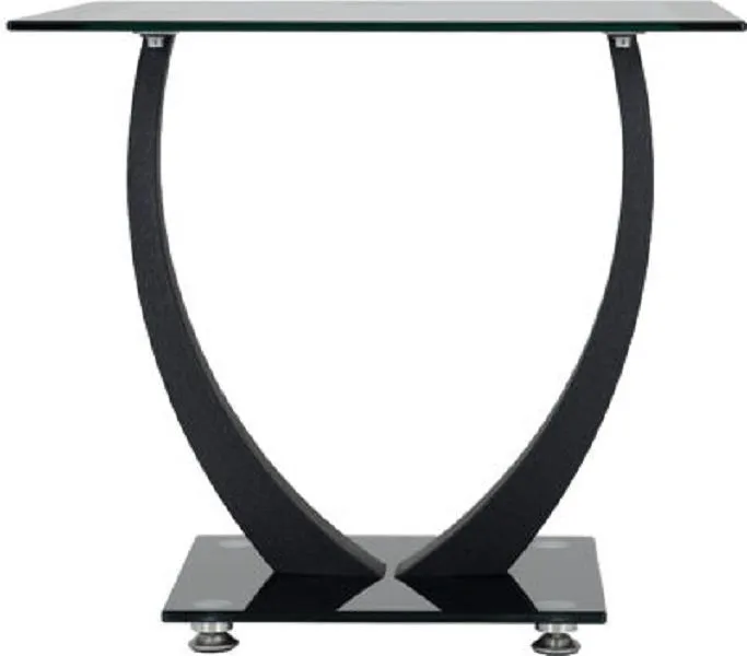 Lamp Table Clear Glass Black Border Black Glass