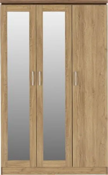 Saco Oak Mirrored Wardrobe