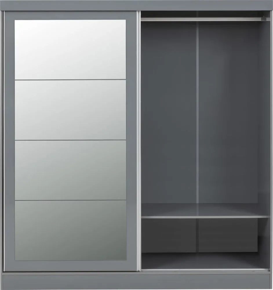 2 Door Sliding Wardrobe Grey Gloss