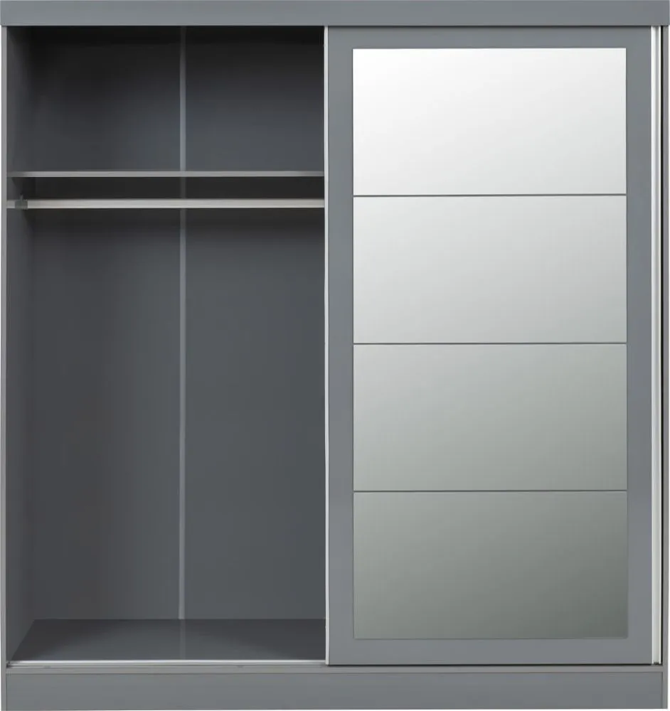 2 Door Sliding Wardrobe Grey Gloss