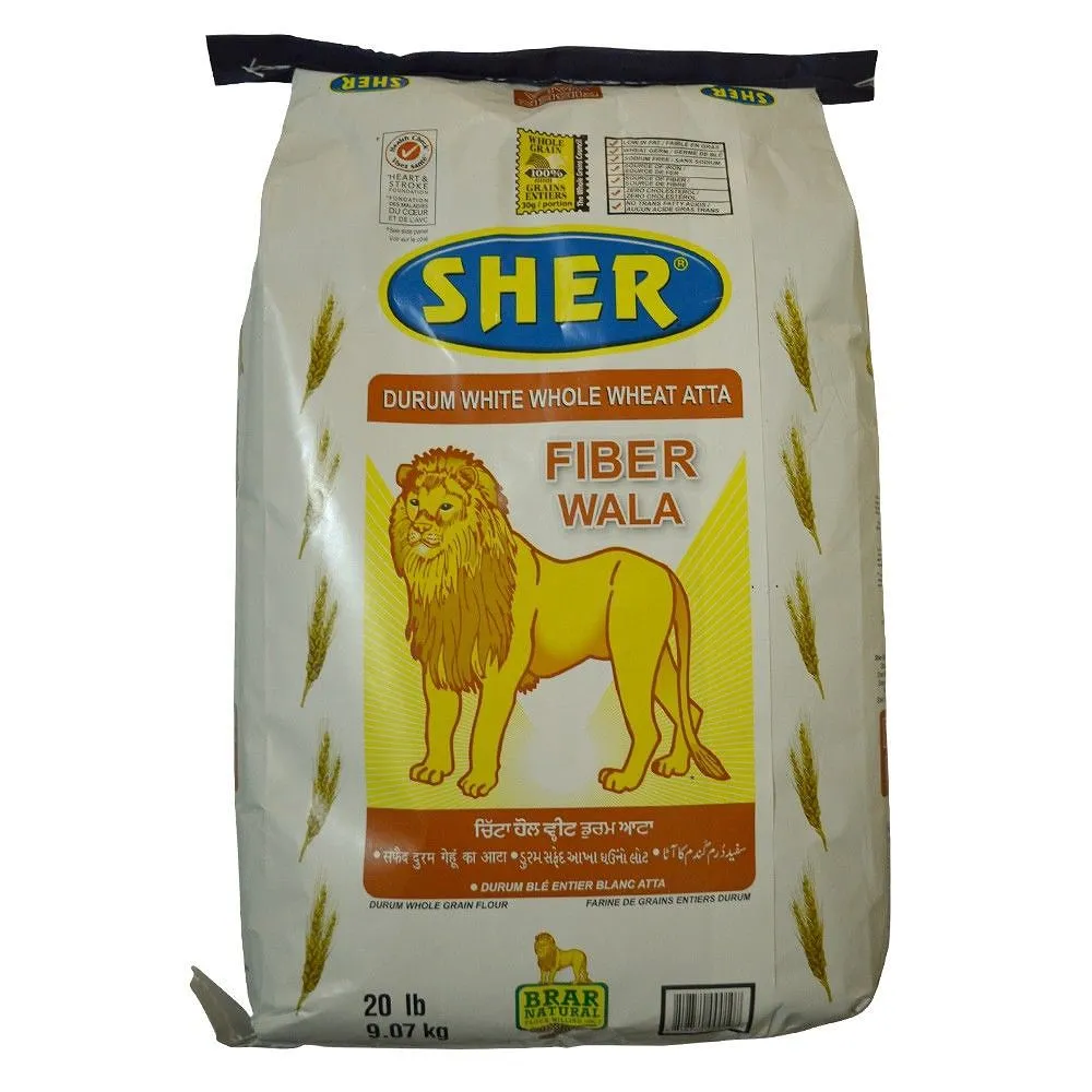 Sher Durum Whole Wheat Flour Fiber Wala 20lb