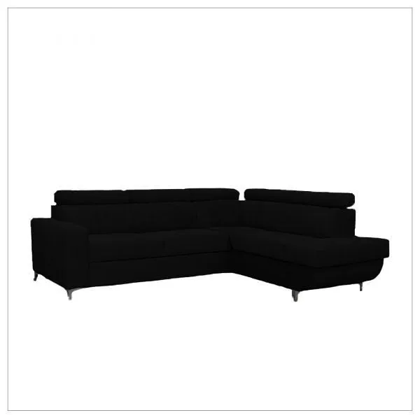 Zarate Black L-Shaped Corner Sofa Bed