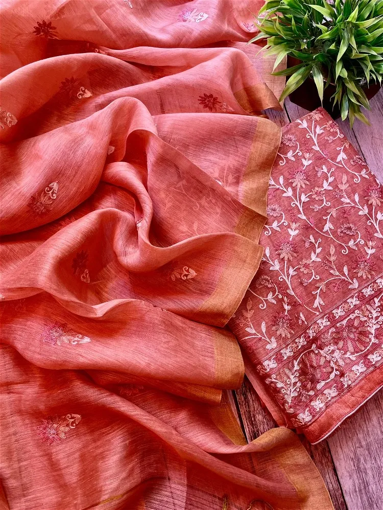 Coral Embroidered Dress