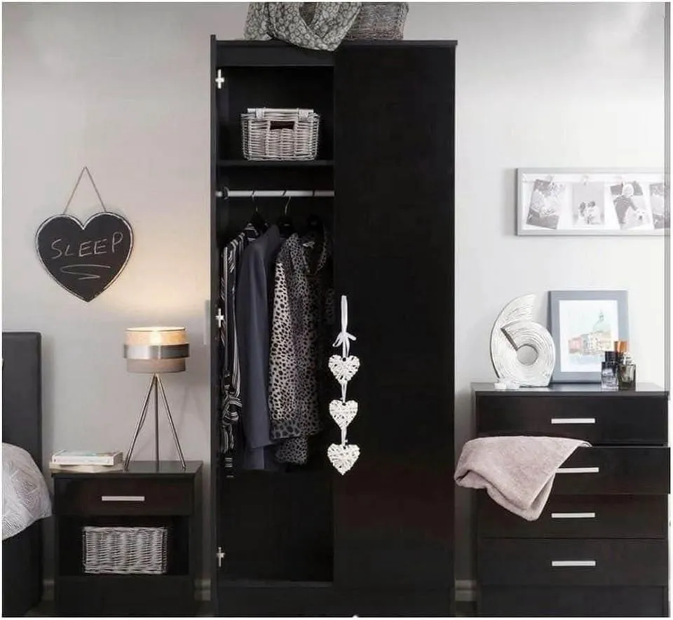 Bobby 2 Door Hinged Wardrobe Black