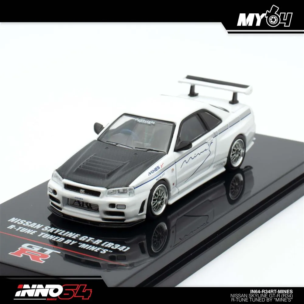 INNO64 | NISSAN SKYLINE GT-R R34 | MINE'S WITH CARBON HOOD