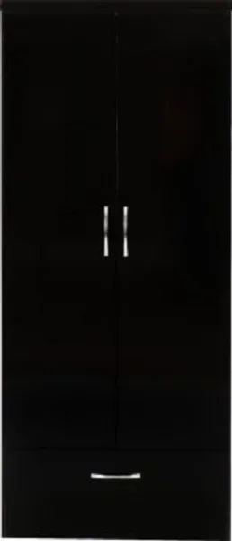 Barry 2 Door 1 Drawer Wardrobe Black Gloss