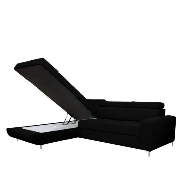 Zarate Black L-Shaped Corner Sofa Bed