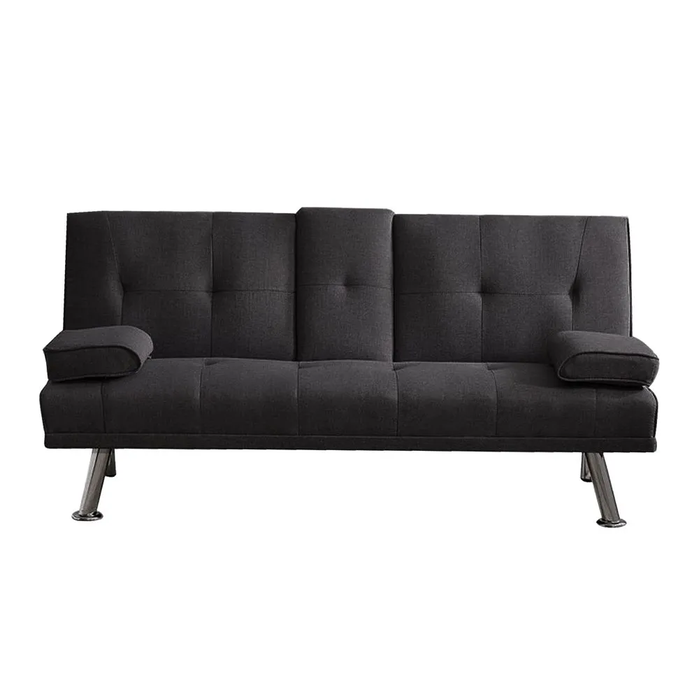 3D Fabric 3 Seater Sofa Bed Black