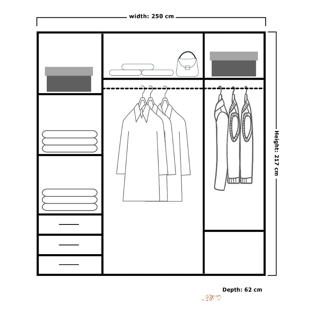 Chicago II Sliding Wardrobe 250cm Black