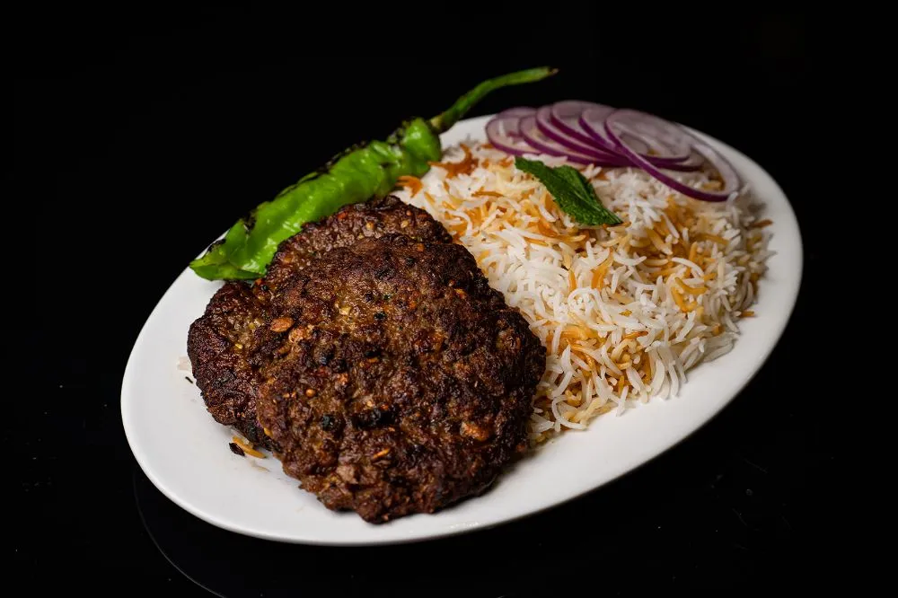 Beef Chapli Kabab With Rice/Naan