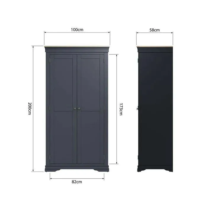 Braziar Grey And Oak 2 Door Wardrobe