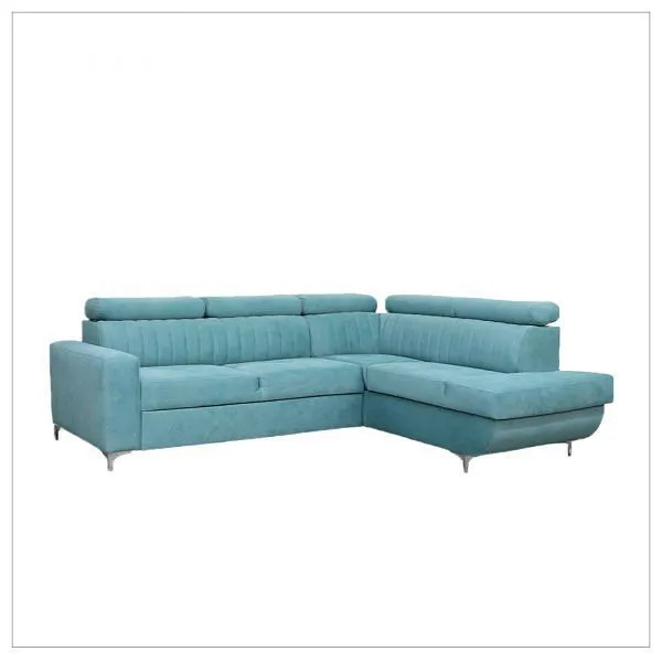 Zarate Sky Blue L-Shaped Sofa Bed