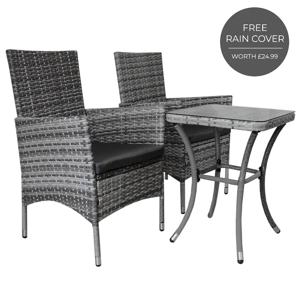 Rattan Bistro Set Grey