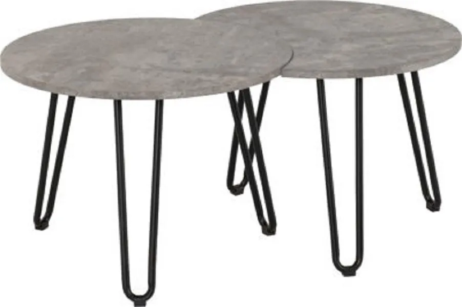 Duo Coffee Table Set Concrete Effect Black