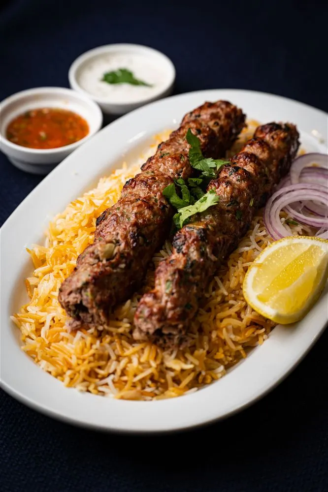 Beef Kababs With Rice/Naan