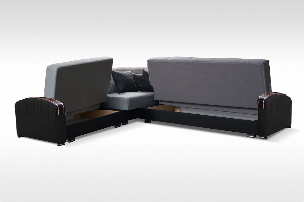 Larvik Grey And Black Corner Sofa Bed