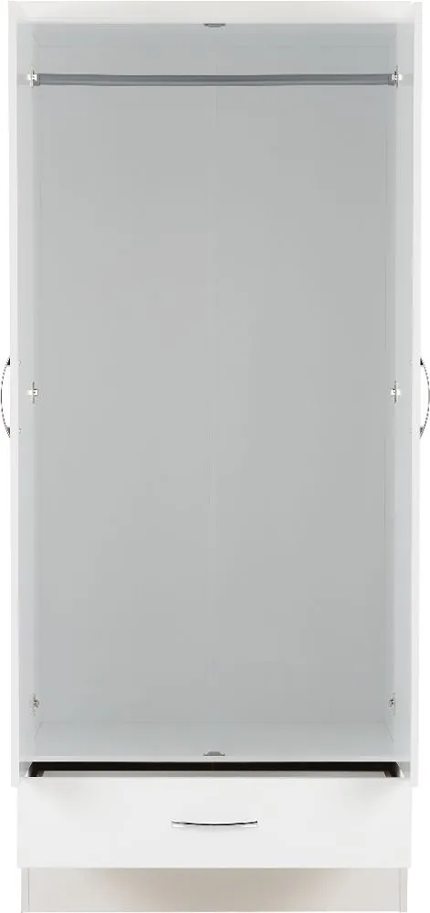 Eton 2 Door White Gloss MDF 3D Effect Hinged Wardrobe