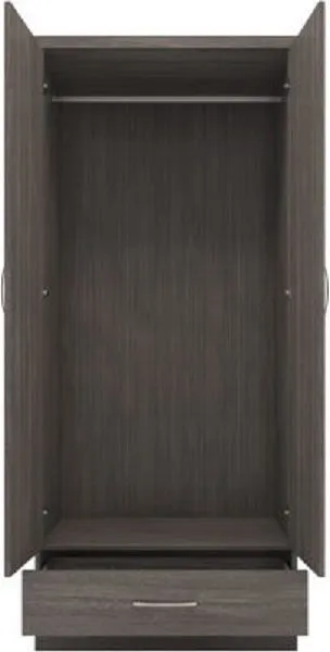 Barry 2 Door 1 Drawer Wardrobe Black Wood Grain