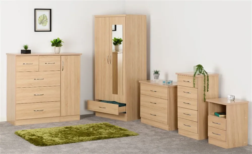 Eton 2 Door  Sonoma Oak Effect MDF 3D Effect Hinged Wardrobe