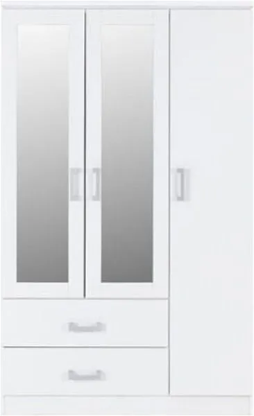 Eton 3 Door White MDF 3D Effect Hinged Wardrobe