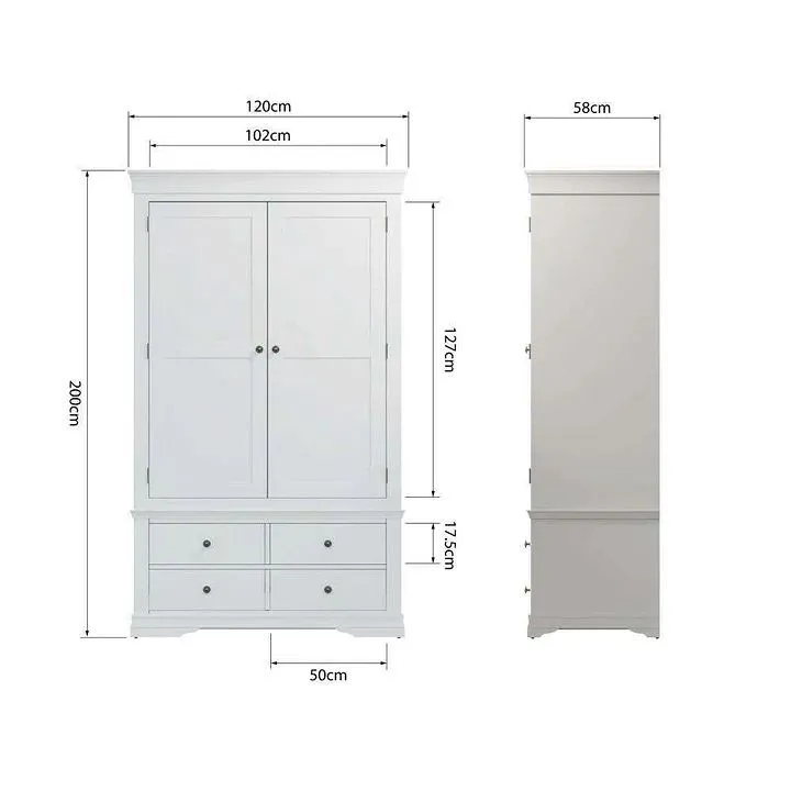 Wilga White 2 Door Wardrobe