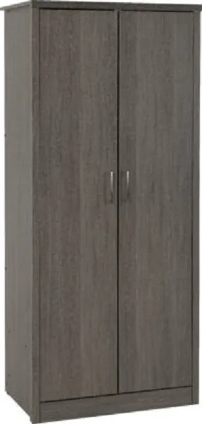 2 Door Wardrobe Black Wood Grain