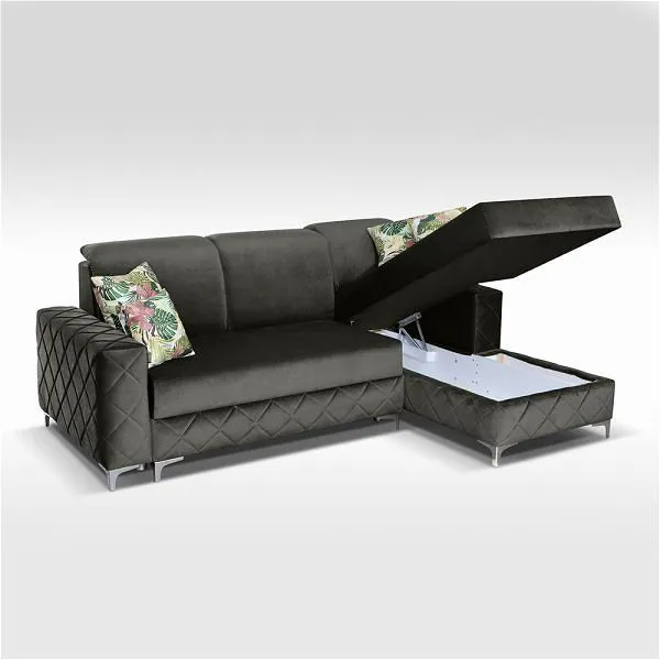 Loisy Grey Corner Sofa Bed