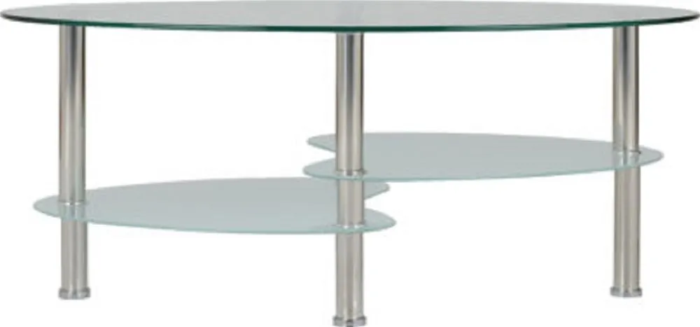 Coffee Table Clear Glass, Frosted Glass & Silver