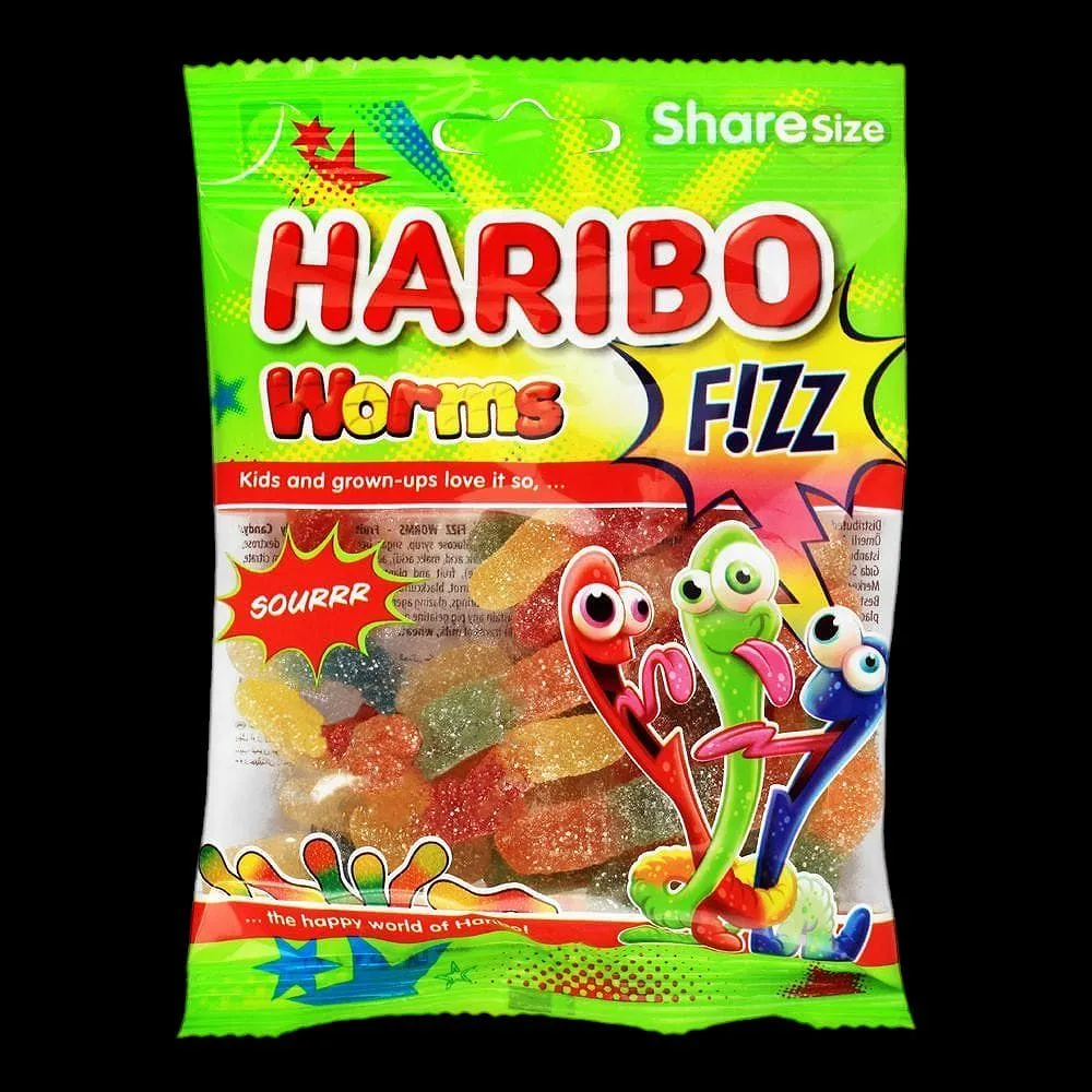 Haribo Fizz Worms Jelly 80Gm