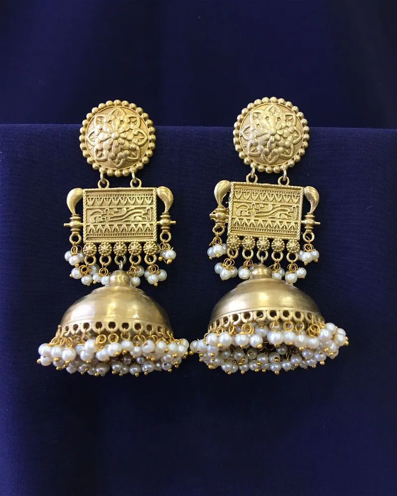 Cleo Golden Antique Jhumka